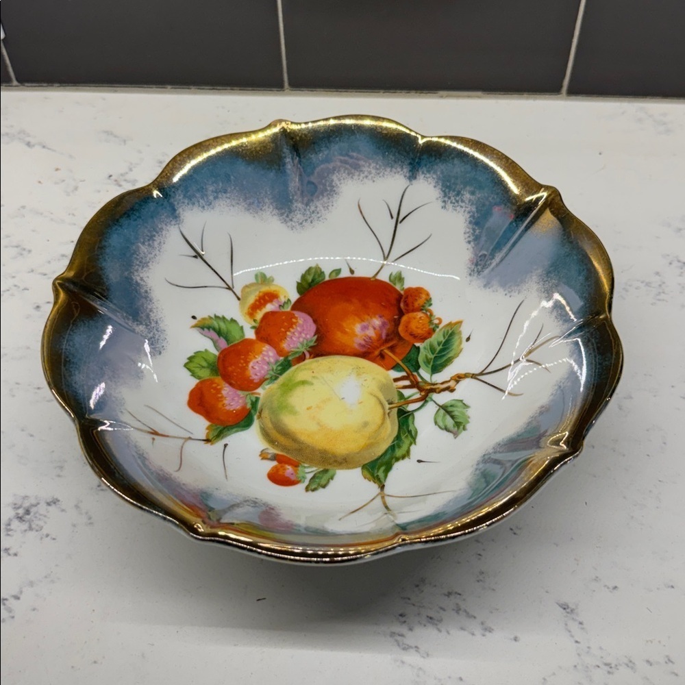 Vintage Trimont Ware Japan Iridescent Decorative Gold Trim Bowl